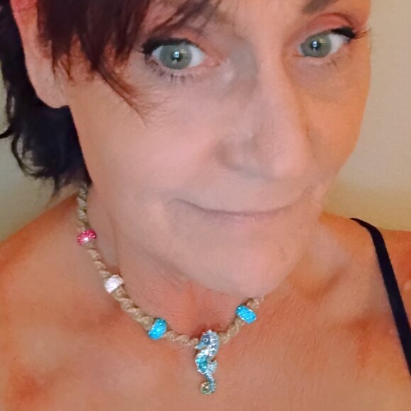 Beautiful Sea Life Combo Set of 3 Necklaces & Broach/Pin On Handmade Hemp Chains - Picture 11 of 15